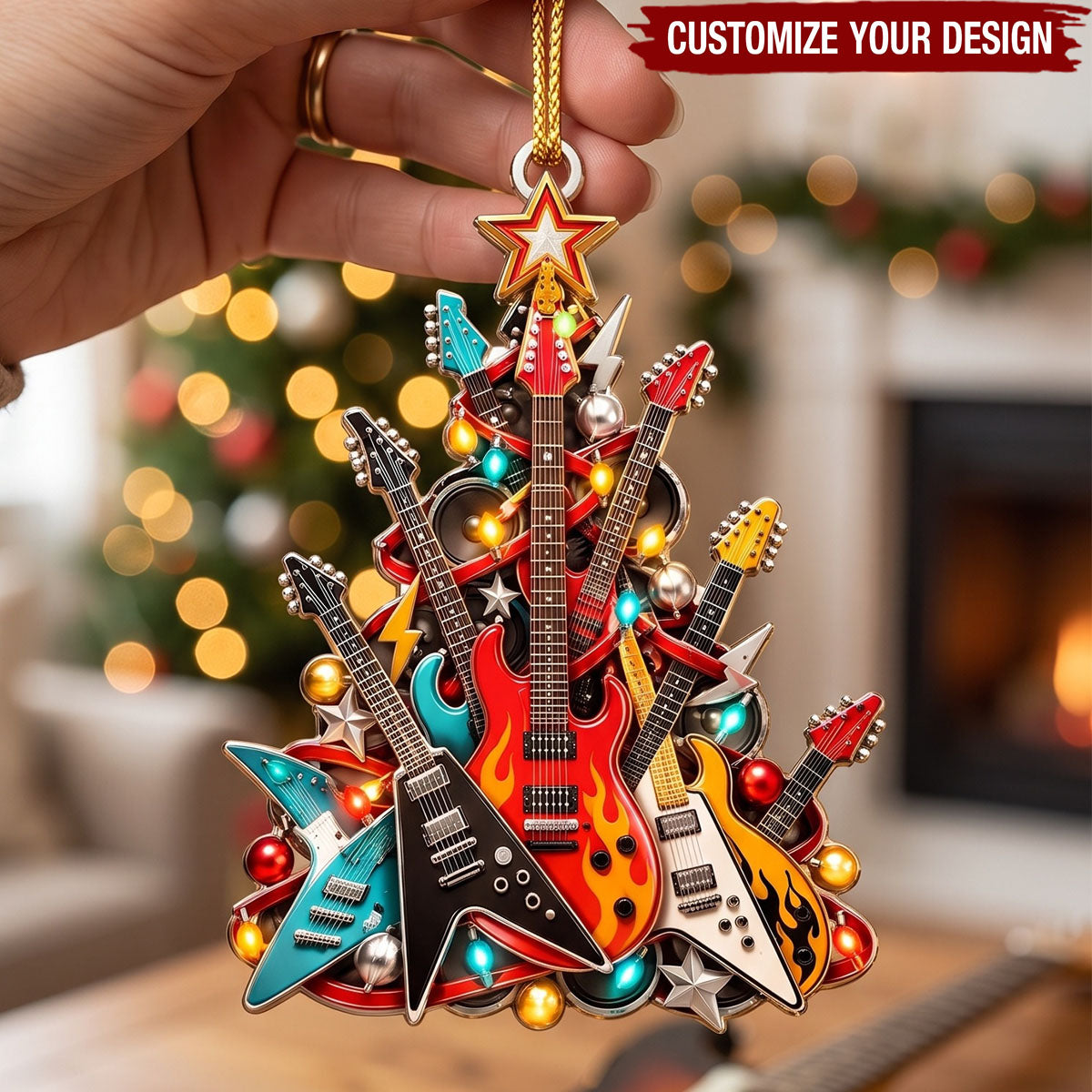 Rock Music Tree Ornament - Guitarist Christmas Gift
