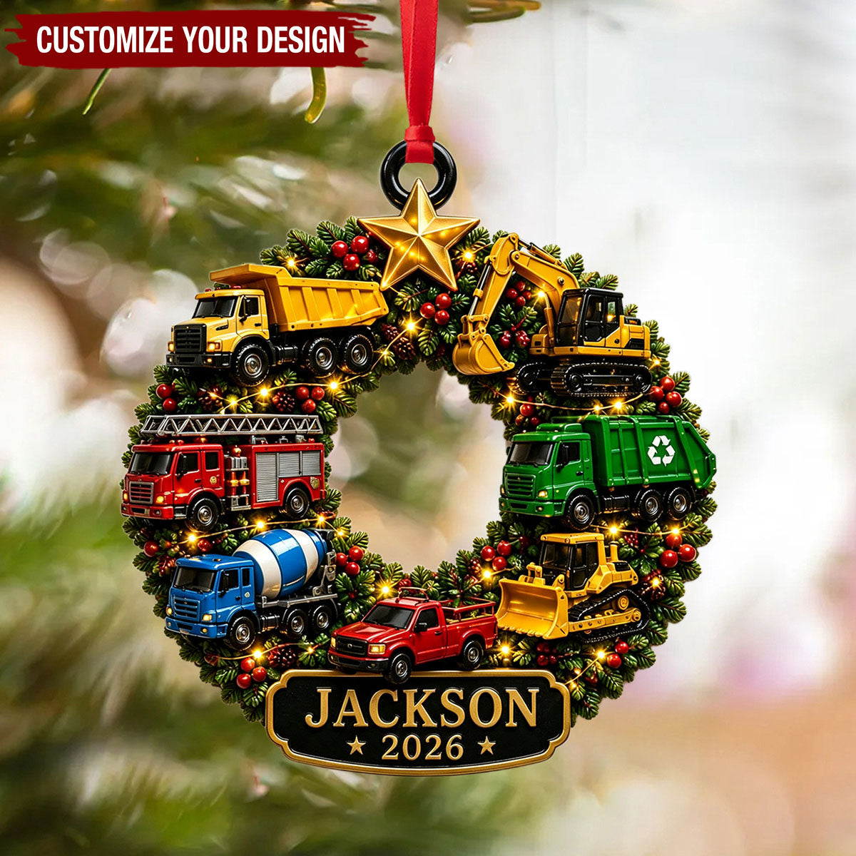 Truck Kid Ornament - Construction Christmas Decor