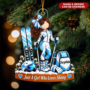 Personalized Ski Girl Ornament - Ski Lover Gift for Her
