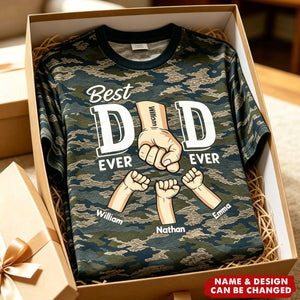 Best Dad Ever Ever Fist Bump Camo Pattern - Personalized Shirt - Father's Day Gift For Husband, Dad