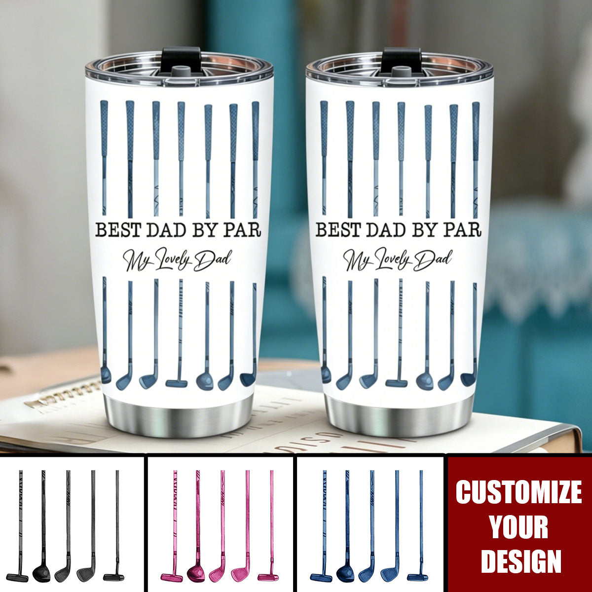 Best Dad By Par Custom Name Golf Dad Father's Day Gift For Dad, Husband - Personalized Tumbler