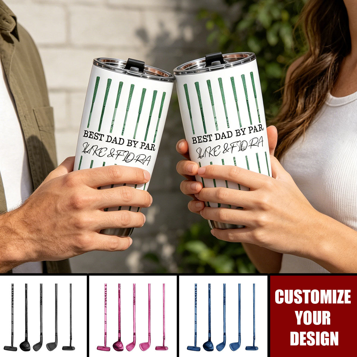 Best Dad By Par Custom Name Golf Dad Father's Day Gift For Dad, Husband - Personalized Tumbler