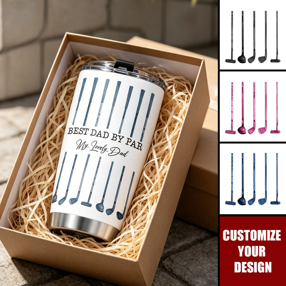 Best Dad By Par Custom Name Golf Dad Father's Day Gift For Dad, Husband - Personalized Tumbler