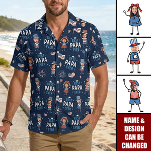 Father's Day Gifts, Best Dad Ever USA Flag - Personalized Hawaiian Shirt