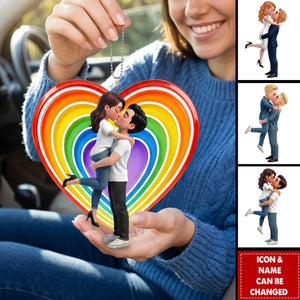 LGBT+ Couple Forever Love Is Love - Personalized Car Hanger