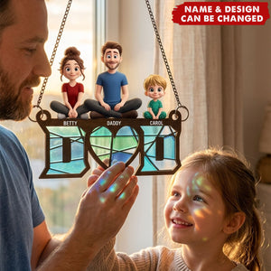 Father's Day Gifts, Dad & His Children Dad Gifts - Personalized Window Hanging Suncatcher Ornament