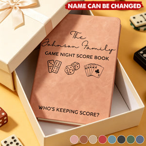 Game Night Score Book For Family, Couples, Grandparents, Board Game Lover - Personalized Leather Journal