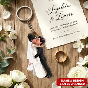 Wedding Couple 2D Flat - Personalized Acrylic Keychain-Wedding Gift Anniversary Gift Newlywed Gift