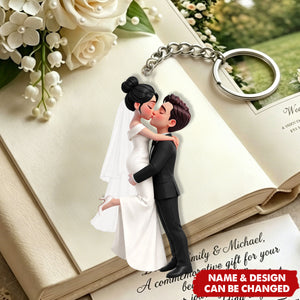 Wedding Couple 2D Flat - Personalized Acrylic Keychain-Wedding Gift Anniversary Gift Newlywed Gift