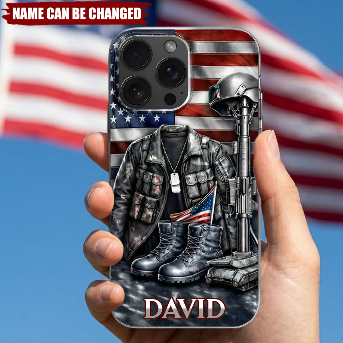 Patriotic Military Gear and Flag Phone Case, Gift For Veterans and Army Personnel